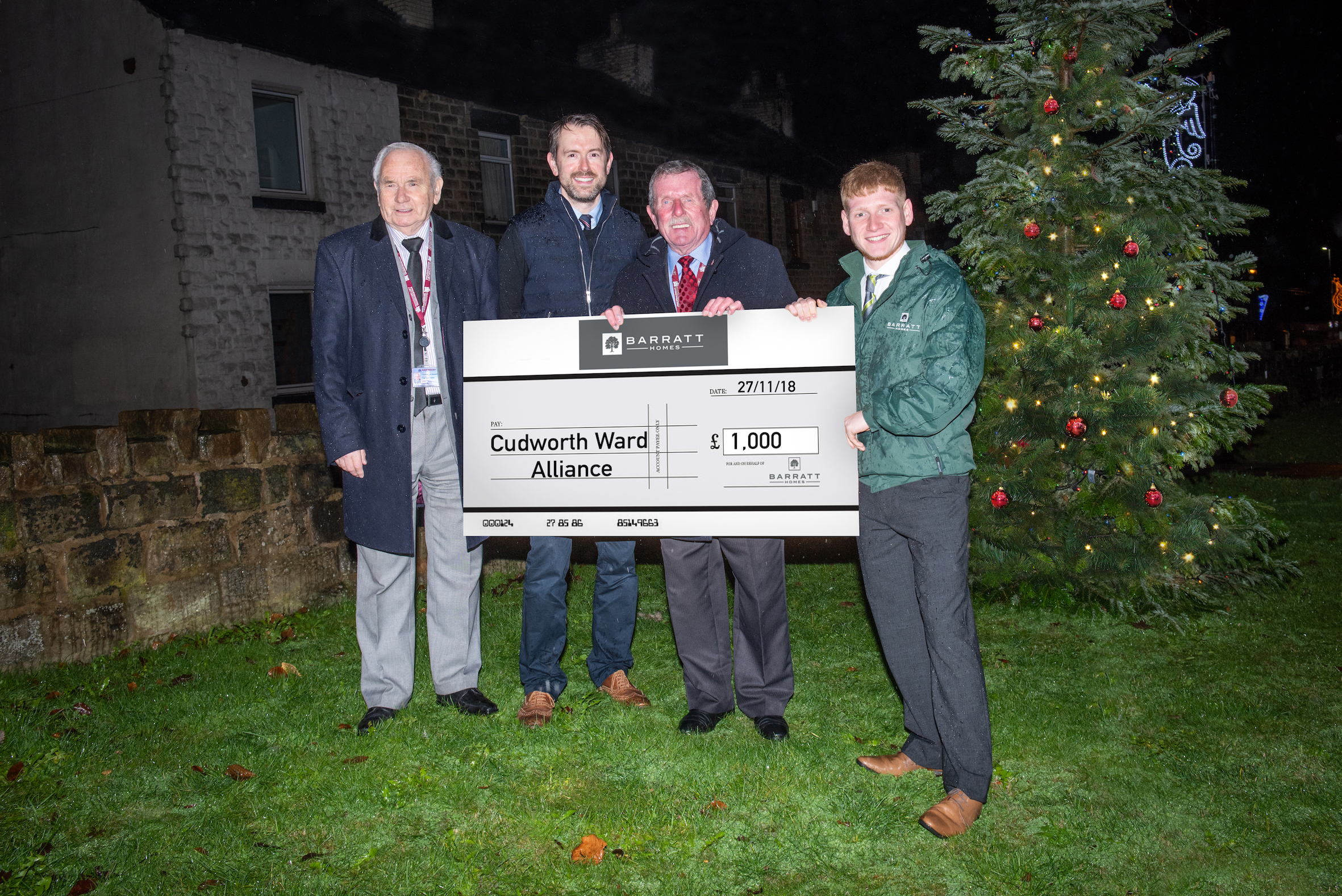 001 L-R - Councillor Joe Hayward, Barratt Homes' Gavin McCarthy, Councillor Charlie Wraith and Salter's Brook's Ben Bainbridge-Dalton