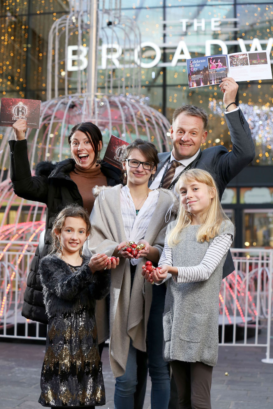 (L to R, back row) Diana Greenwood from Visit Bradford, Ian Ward from the Broadway Shopping Centre with poem performers, (L to R, front row) Cha copy