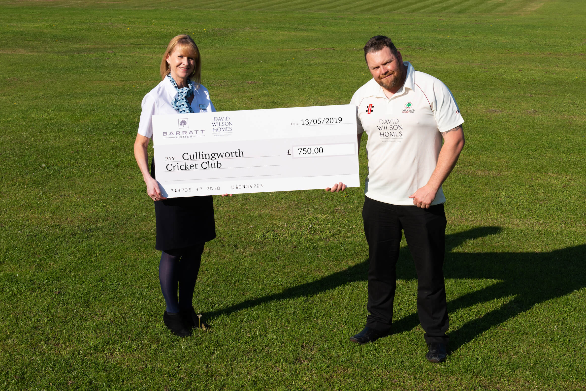 Sales Adviser, Karen Lencki with Chairman of Cullingworth Cricket CLub, George Fletcher