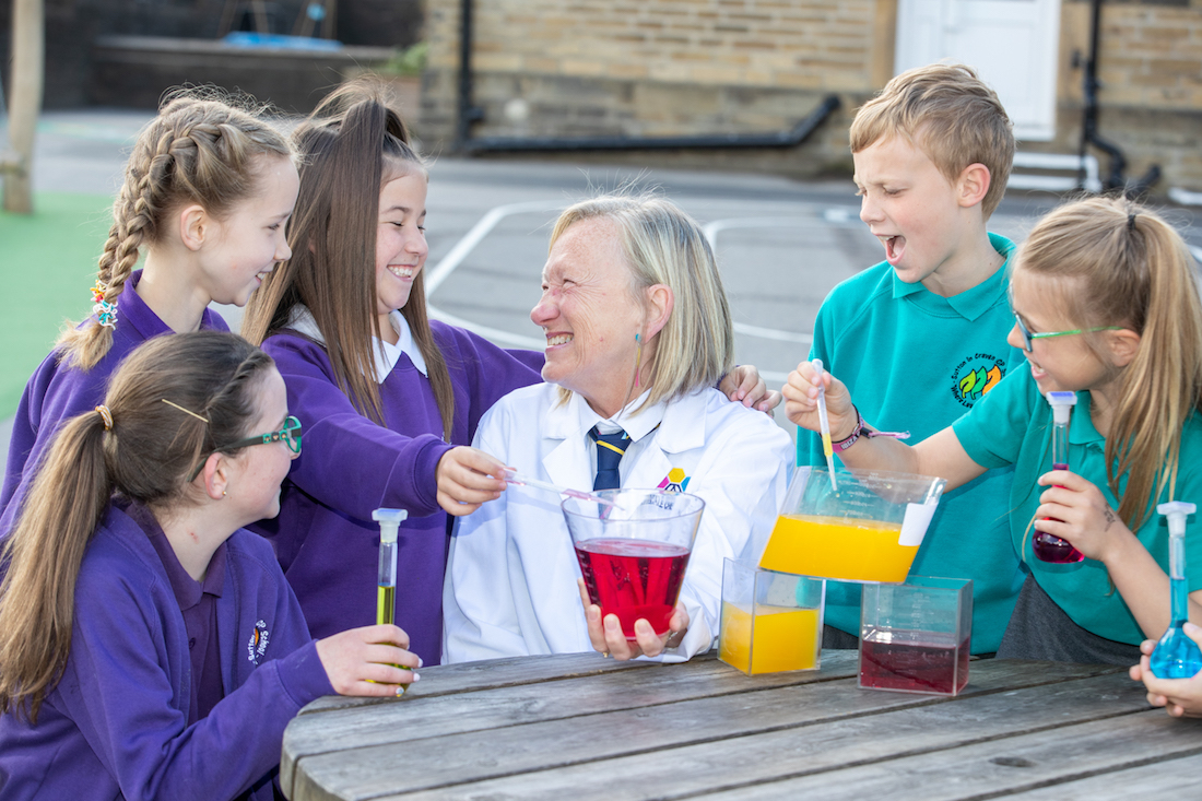Madeleine Lofthouse of Airedale Chemical with year four pupils from Sutton-in-Craven Community Primary School  copy