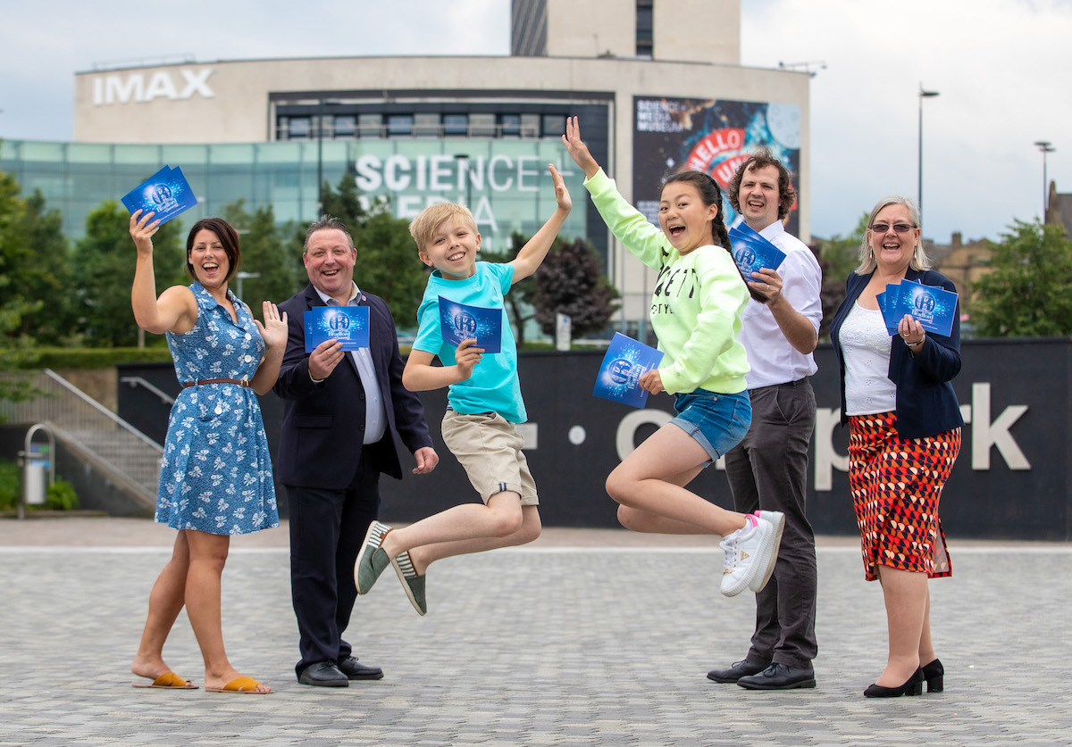 (Back L-R) Sparkling Bradford representative, Diana Greenwood, Bradford BID manager Jonny Noble, Councillor Alex Ross Shaw, Councillor Sarah Ferriby (Front L-R) Fiona Luo and Austin Haynes will be performing the poem at the launch event copy
