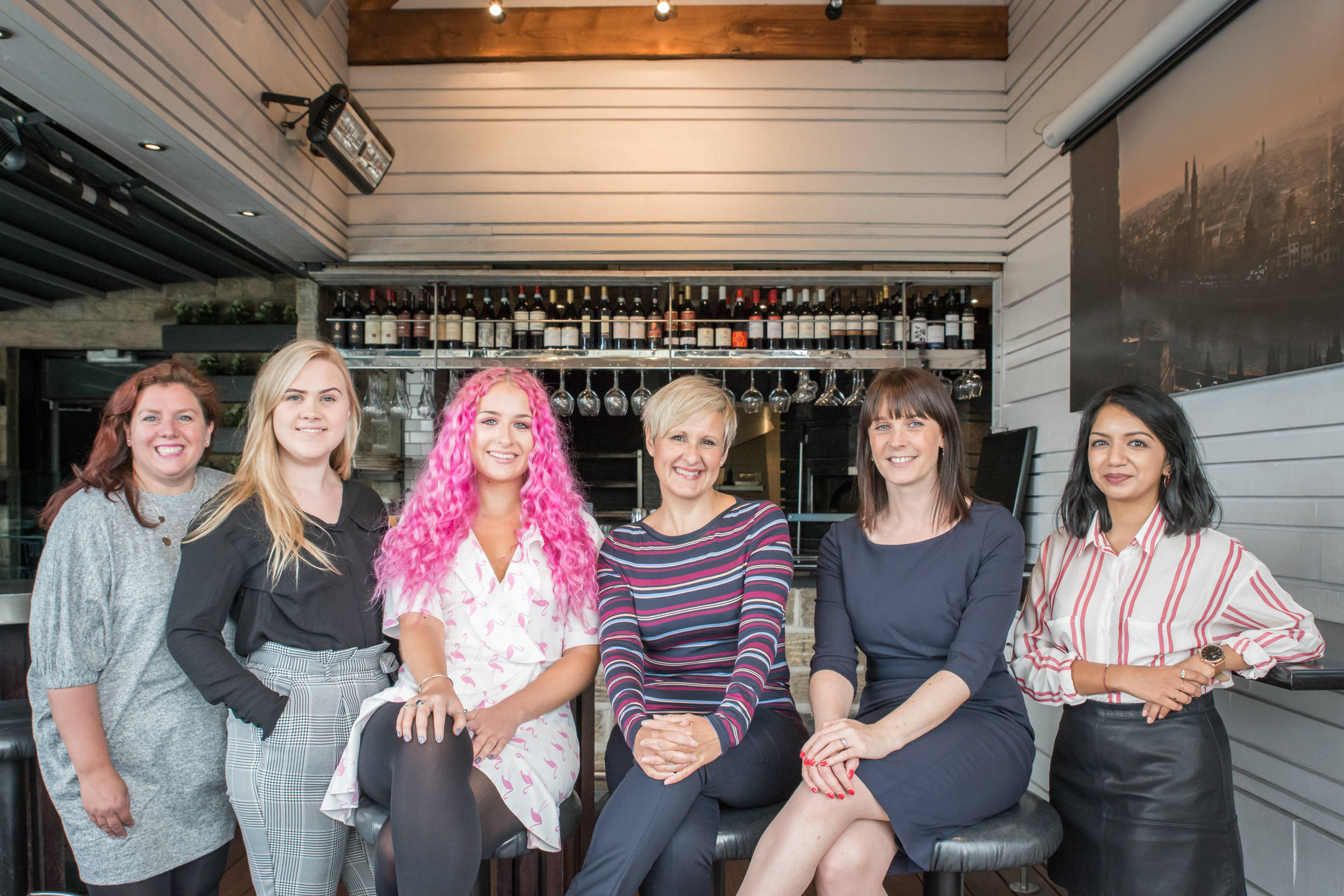 (L-R) Helen Elson senior account manager, Shona England-Lees PR and digital manager, Betty Adams account executive, Suzanne Watson MD, Sarah Kroon partnership director and Anisha Mistry senior account manager