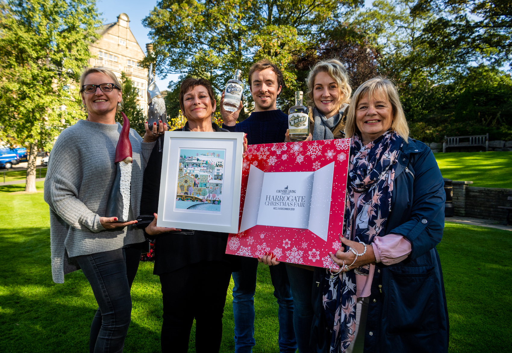 (L-R) Exhibitors Liselotte Hollaender from Urban Outline, Linda Mellin Art, Luke Pentith and Jessica Slater from Whitby Distillery and Sue Bond from Silver Q Jewellery. copy