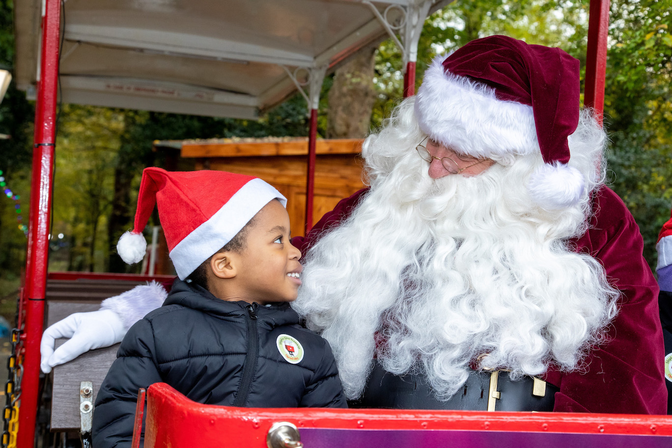Sparkling Bradford - Saltaire Primary School student meets Santa Claus on Shipley Glen Tramway[2] copy