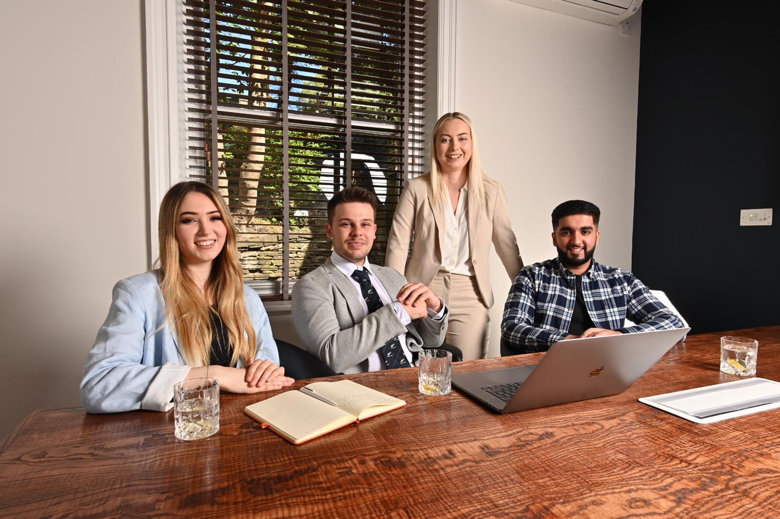 Left to right - Anna Coleman (social media exec) Harry Howells (media buyer) Melissa Roberts (managing director) Mohammed Sufyaan (web developer)-bed078fe