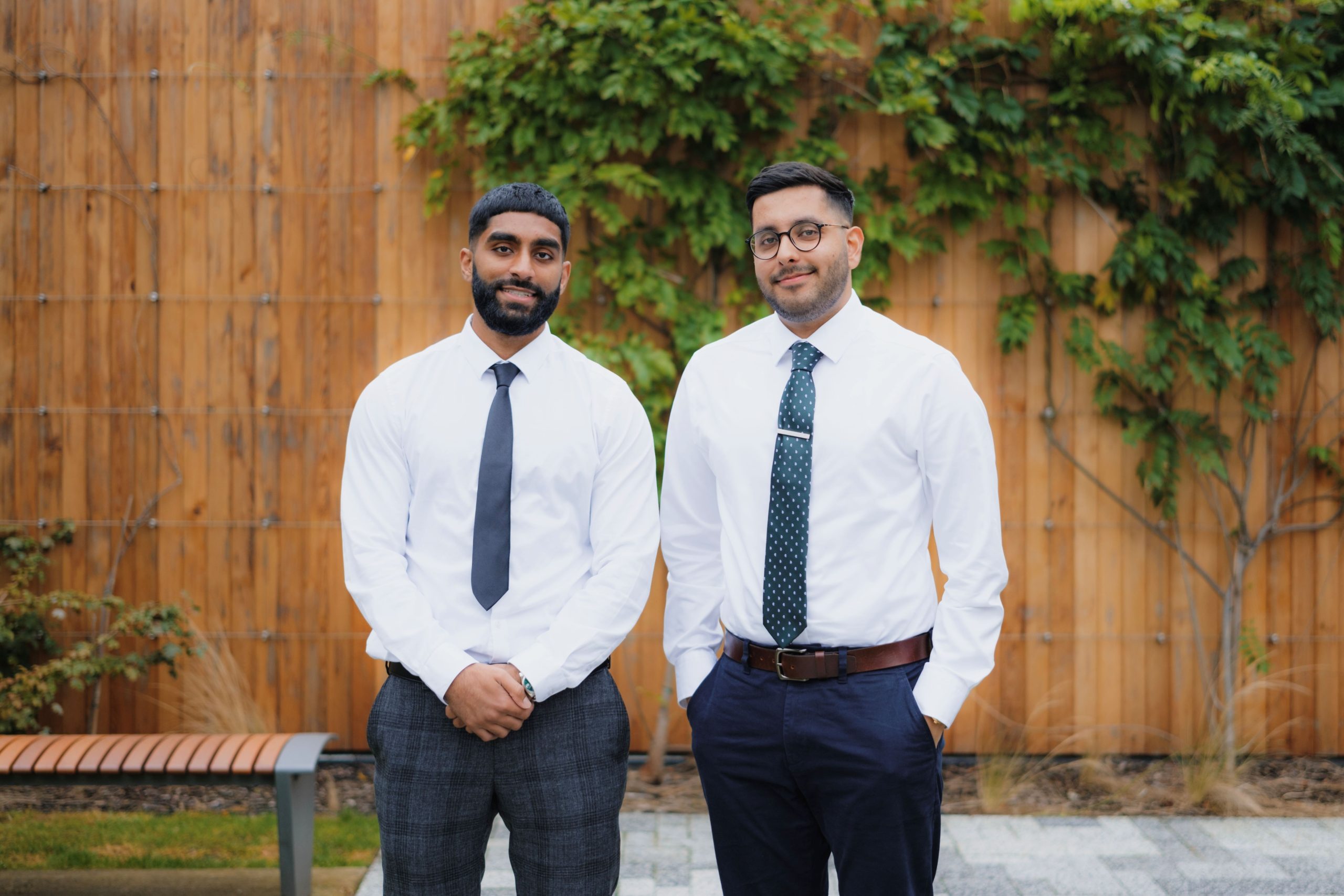 Harris and Hassan outside