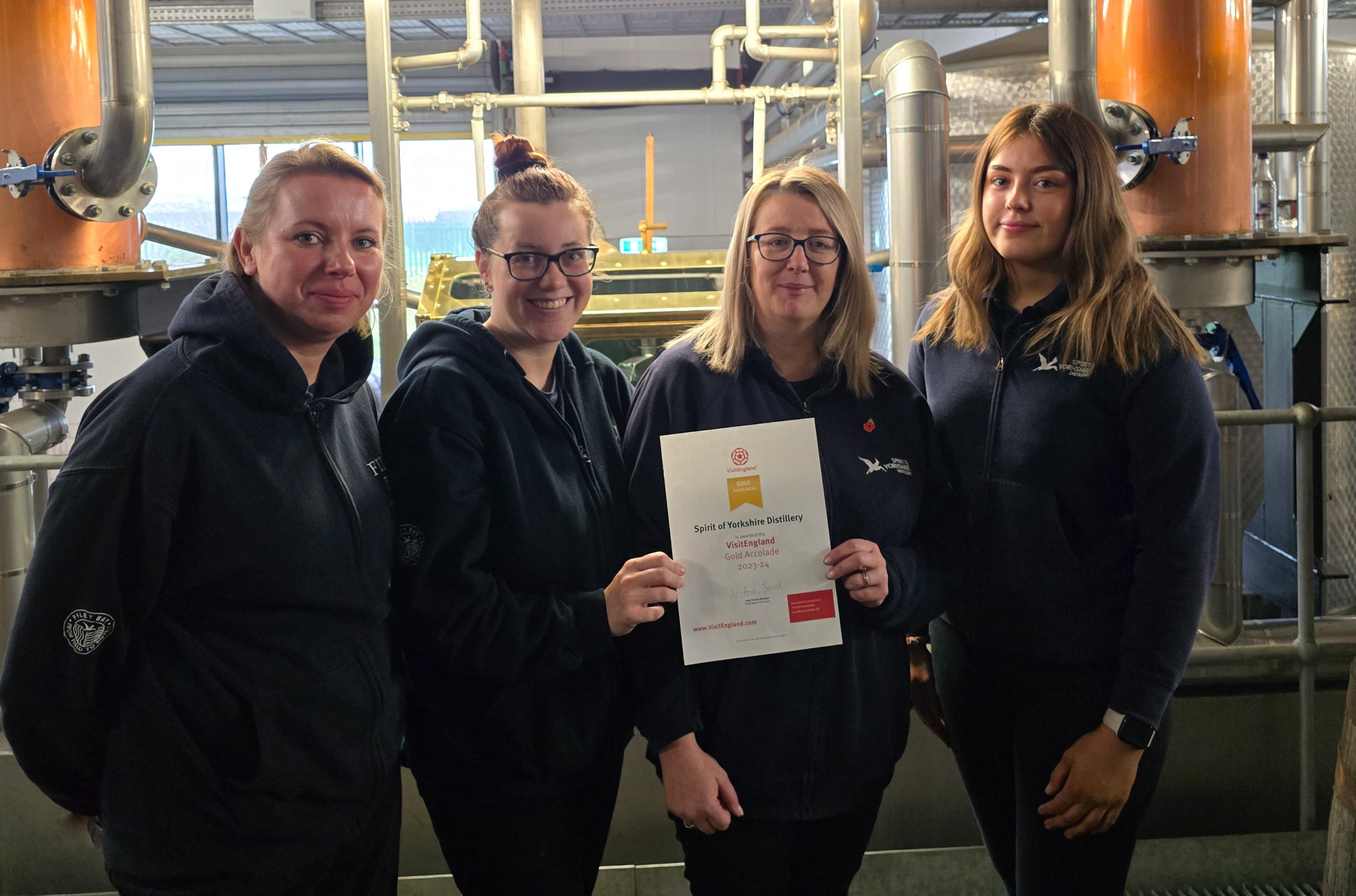Justyna Parsons Amy Couch Claire Ball and Libby Arnell with the VisitEngland Certificate