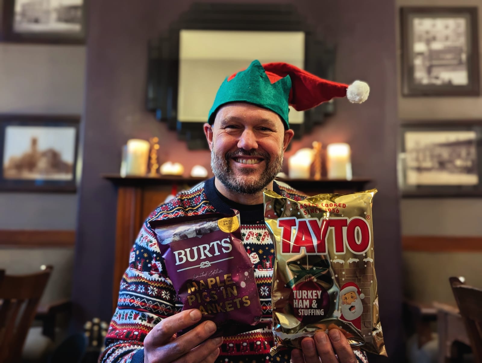 John Fletcher, landlord of The Sportsman, with some of his Crispmas dinner ingredients