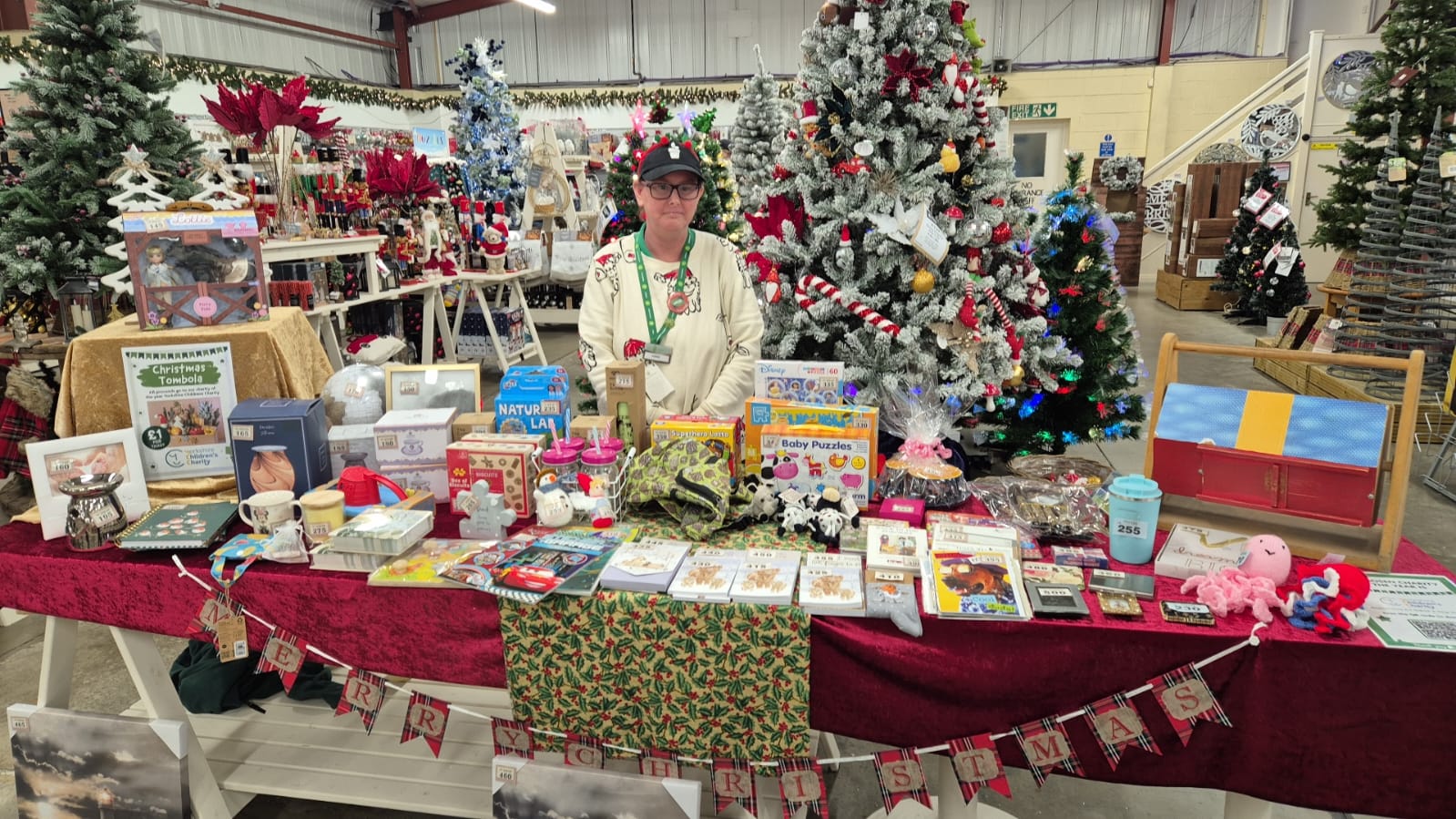 Sarah Moore's fundraising tombola at Dean's Scarborough